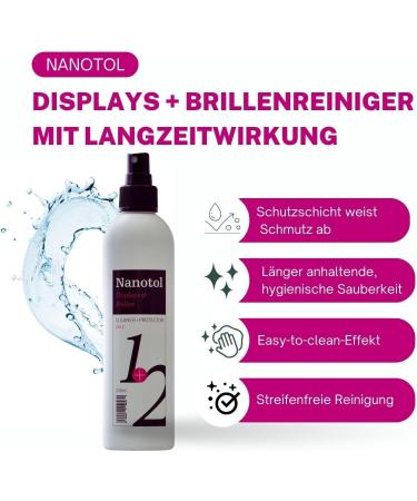 Nanotol 2in1 Displays & Glasses Cleaner | Quick Sealer & Polishing Cloth - 250ml - International Shipping Available - Buy Online on GoSupps.com