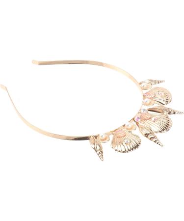 FRCOLOR Seashell Crown Headband Pearl Conch Hair Hoop Mermaid Crown Gold Tiara Seashell Hair Accessories for Women Girls Wedding Beach Party - Buy Online on GoSupps.com