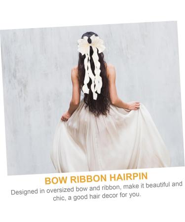 FRCOLOR 1pc Hairpin Hair Bow Headpieces Three- Layer Bow Hair Clip Korean Bridal Headpieces for Wedding Lace Ponytail Holder Bowknot Ribbon for Bows Bride Fabric Fashion Headband 48X19X1CM Beige - Buy Online on GoSupps.com