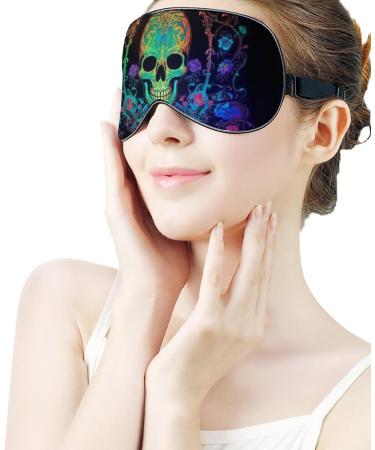 Blacklight Skull Skeleton Sleep Eye Mask & Blindfold | Elastic Strap for Women Men | Sleep Travel Nap - Buy Online on GoSupps.com