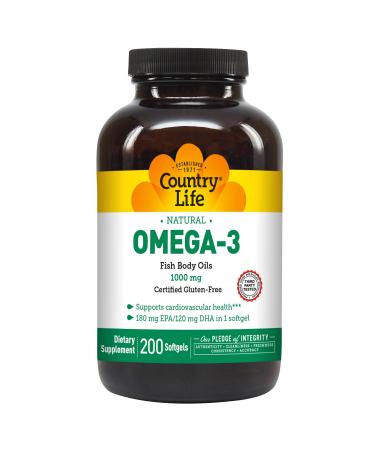 Country Life Natural Omega-3 1000 mg 200 Softgels