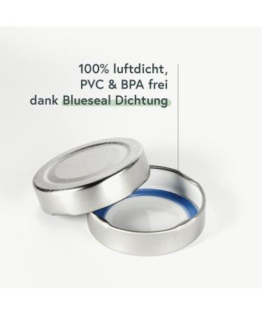 Pureganic Smoothie Glasses with Lid 380 ml - DTO Screw Lid Diam. 58 mm - Glass Water Bottles to Fill - Made in Germany - Set of 6 - Buy Online on GoSupps.com