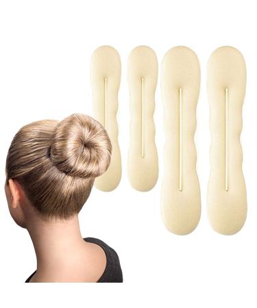 Blonde Magic Bun Maker Foam, Hawwwy 4 Pack Easy Sponge Hair Bun Shaper, Perfect Padding for Updos, Chignon Maker, Donut Maker French Twist Accessories Easybun Ballet Kids Girls Women