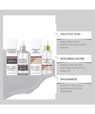  VKaoess Black and white rice scrub - Gentle peeling solution for face and body Duo of rice ampoules with gentle exfoliation Moisturizing pore reducer for all skin types 100ml (2 bottles) - Buy Online on GoSupps.com