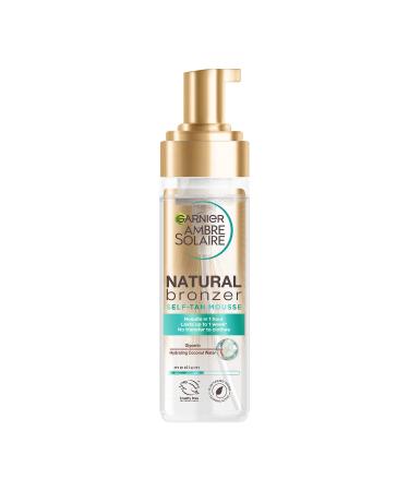 Garnier Ambre Solaire Natural Bronzer Self Tan Mousse 200 ml Streak Free & Intense Fake Tan In 1 Application Hydrating Mousse With Coconut Water For Face & Body Vegan Formula