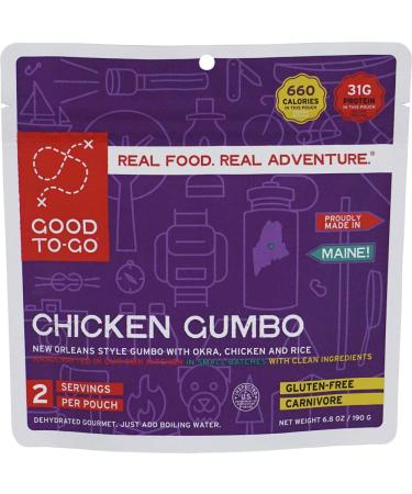 GOOD TO-GO Chicken Gumbo | Dehydrated Backpacking and Camping Food | Lightweight | Easy to Prepare Double Serving