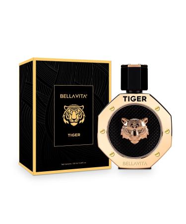 BellaVita Luxury TIGER Perfume for Men (3.38 Fl.oz) | Amber OUD Patchouli Bergamot Lavender & Agarwood | Premium Lasting Men's Fragrances | Eau de Parfum gift for Men | Woody & Smooth Mens Purfume