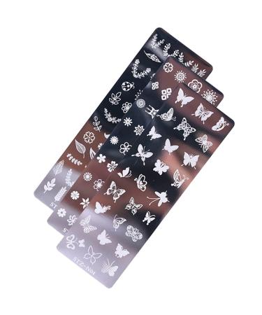 3 pieces nail stamps butterfly flower leaf pattern nail stamping templates manicure stencil tools for DIY nail art decoration