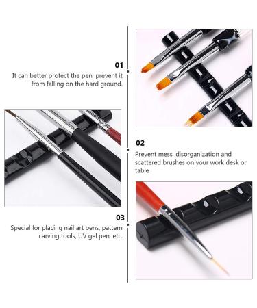 Lurrose 5pcs Nail Art Pen Rack Holder - Black Nail Brush & Polish Pen Rest for Perfect Nail Design - Buy Online on GoSupps.com