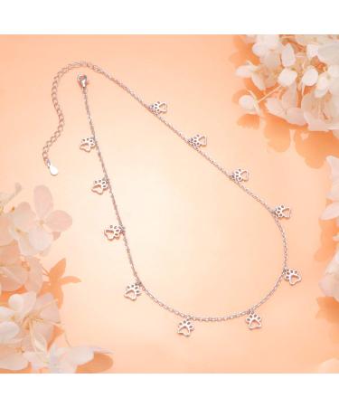 S925 Sterling Silver Paw Print Choker Necklace for Women - 13+3 inches - Buy Online on GoSupps.com