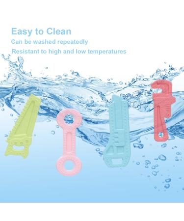 Soothing 4 Pack Soft Silicone Baby Teething Toys Set for 3-12 Months | Easy-to-Hold & Clean Teether Gift | Early Educational Chew Toys for Boys and Girls - Buy Online on GoSupps.com