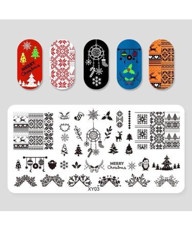 6-Piece Nail Art Stamping Plates Set - Christmas Tree Deer Snowflake Designs | Mwoot International Shipping - Buy Online on GoSupps.com