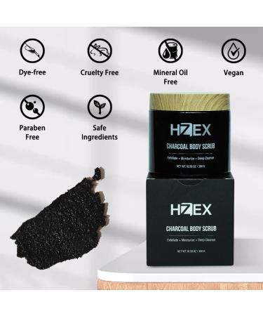 Men's Charcoal Exfoliating Body Scrub & Deep Cleansing Facial Wash - Natural Organic Paraben Free | 300g Exfoliant for Men & Women - Buy Online on GoSupps.com