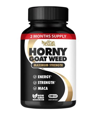 Horny Goat Weed 1275 mg MAX STRENGTH w/ Maca (2 Month Supply) - Energy & Performance Complex for Men and Women | 120 Vegan Capsules 120 Count (Pack of 1)