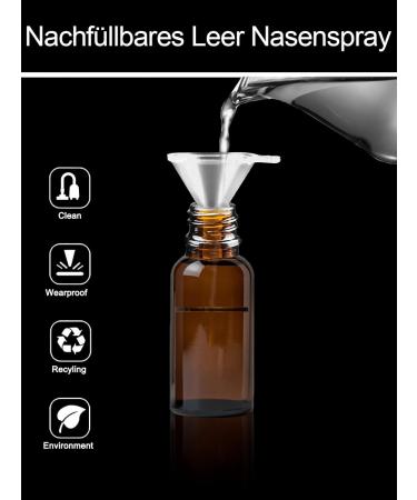 Furuising 6-Pack 20ml Glass Nasal Spray Bottles - Reusable Brown Empty Bottles with Labels & Nozzles for Perfume Essential Oils & Saline Solution - Buy Online on GoSupps.com