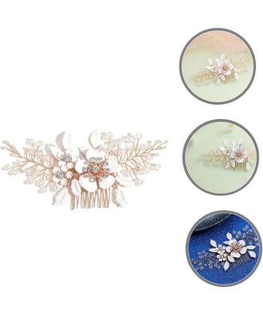 FOMIYES Rhinestone Pearls Accessories Inlaid Hair Side Combs Pearl Bridal Side Comb Rhinestone Hair Accessories Leaf Hair Accessories Flower Decor Metal White Bride Wedding Hair Comb - Buy Online on GoSupps.com