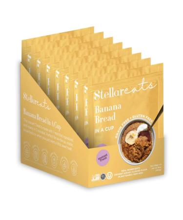 Stellar Eats Instant Treat in a Cup | Single-Serve | 8g Protein | Grain-Free Gluten-Free Dairy-Free Plant-Based Paleo-Friendly | Microwave in 1-2 Minutes | Made with 7 Real Ingredients | Non-GMO Kosher (Banana Bread 8 Pack)