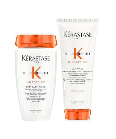 L'Oreal Kerastase DUO Nutritive Bain Satin Riche High Nutrition Rich Shampoo 250ml in Vital Milk 200ml