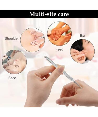 Acupressure Pen Set - Meridian Pencil Massage Tools Stainless Steel Acupuncture Sticks for Scar Care (2PCs) - 10 cm Length 2/5 mm Ball  - Buy Online on GoSupps.com