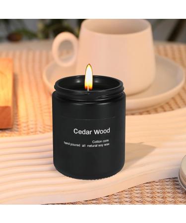 Scented Cedar Candle 7oz - 45 Hour Burn | Perfect Gifts for Women & Men | Spring Soy Candles in Black Jar | Reusable Candle Gift - Buy Online on GoSupps.com