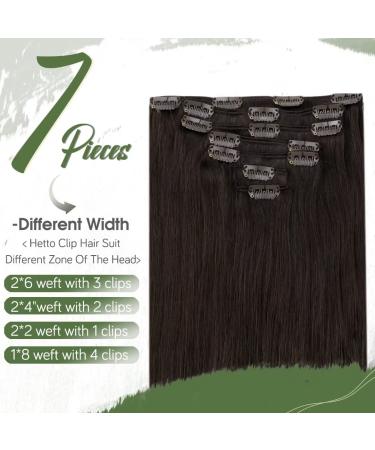 Hetto Brown Clip-In Extensions | Real Remy Hair | Darkest Brown #2 | 120g 45 cm - Premium Quality Hair Recovery - Buy Online on GoSupps.com