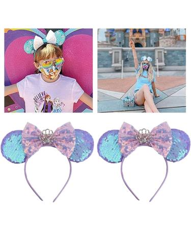 Kovcfon Mouse Ears Cosplay Party Headband Shiny Bow Mouse Ears Cute Headband Girls Ladies Princess Party Decorations Cosplay (Purple) - Buy Online on GoSupps.com