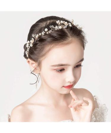 PRDGIRL Wedding Hair Accessories for Kids - Princess Headpiece White Flower Headband with Pearl Hair Dress for Flower Girls - Cute Bridal Wedding Hair Band - 1 Count - Buy Online on GoSupps.com