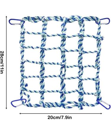Bird Rope Climbing Network & Hammock Swing - Cotton Climbing Rope for Small Pets | 4 Hooks for Rats Hamsters & Ferrets (27.9 x 20.1cm) - Sky Blue - Buy Online on GoSupps.com