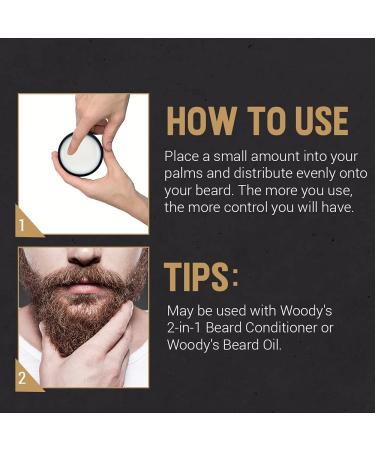 Woody's 2-in-1 Beard Balm & Conditioner - Coconut Oil Panthenol Beeswax - 2 Oz for Stylish Facial Hair - Buy Online on GoSupps.com
