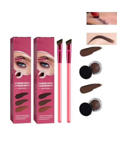 Eyebrow Care Kit 4D Laminated Multi-Function Eyebrow Concealer Contour Brush Starter Kit Eyebrow Pen Long Lasting Waterproof Eyebrow Gel 4D Hair Stroke Brow Stamp Brush (dark brown 2pcs) Dark Brown 2pcs