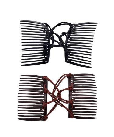 Froiny Stretchy Double Hair Comb Clips - Adjustable Elastic Hairpins for Women & Girls - 2-Pack Updo Ponytail Holders - Buy Online on GoSupps.com