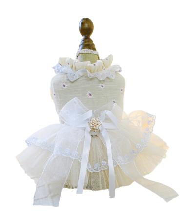 BT BEAR SMALLY DOUCH CLIED puppy skirt bow princess dress tutu rock wedding top dress for cats small dogs girls apricot size XL XL Apricot