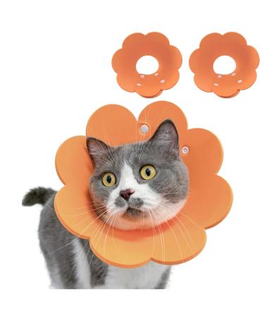 2 pieces of neck rope cat soft protective collar cat cat collar restoring collar sunflower cat protective collar after surgery and injuries (orange s) s a-orange