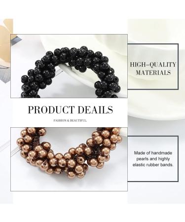 Brinie Champagne Hair Ties - Pearl Bead Scrunchies for Women & Girls (Pack of 3) - Buy Online on GoSupps.com