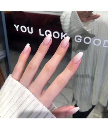 24pcs Coffin False Nails Medium Stick on Nude Press on Removable Glue-on Fake Nails - Nail Art Accessories - Buy Online on GoSupps.com