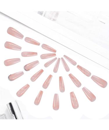 24Pcs Pink Gradient Rhinestone Coffin Press-On Nails - Long Ballerina False Nails for Women and Girls - Buy Online on GoSupps.com
