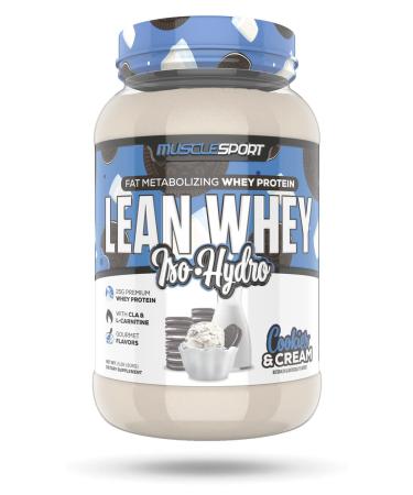 MuscleSport Lean Whey Revolution™, Whey Protein Isolate with Hydrolyzed Whey - Low Calorie, Low Carb, Low Fat, Incredible Flavors - 25g Protein per Scoop (2lb, Cookies N Cream) 2 Pound (Pack of 1) Cookies N Cream