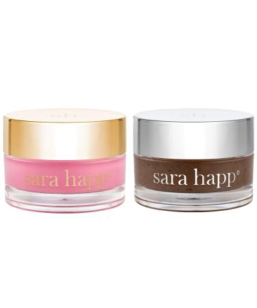 sara happ Sweet Clay Mask + Vanilla Bean Sugar Scrub Lip Duo Exfoliating and Moisturizing Lip Treatments for Dry and Flaky Lips Vegan (0.47 ounce and 0.5 ounce jars)