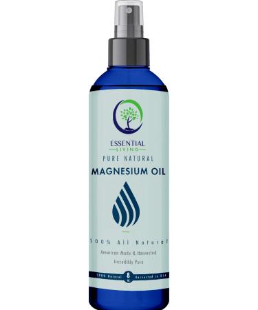Essential Living: Ultra Pure Magnesium Oil Spray - Topical Solution for Pain and Stress Relief Support - 8 oz. - 100% Natural - No Impure Trace Minerals - Made in The USA 8 Ounce (Pack of 1)