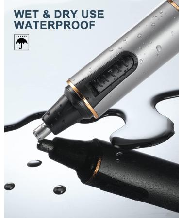 2023 Rechargeable Nose Hair Trimmer for Men - Painless Professional Dual Edge Blades, IPX7 Waterproof, Powerful Motor - Easy Cleansing - Grey Gold - Buy Online on GoSupps.com