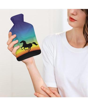 Buy Black Horse Hot Water Bottle with Plush Cover - Hand Warmer for Adults & Children (26.5x15.3cm) | International Shipping Available - Buy Online on GoSupps.com