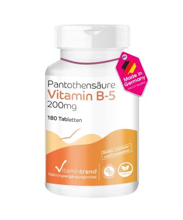 Vitamine B5 Acide Pantoth nique 200mg - V gan - Boite de 180 comprim s - ! POUR 6 MOIS ! | Vitamintrend