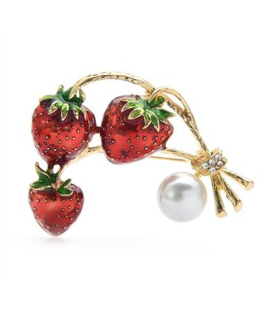 Pin Jewelry Gifts for Women Ladies Fashion Accessories Red Enamel Strawberry Brooch Beauty Strawberry Brooch Pin Party Brooch Brooches & Pins