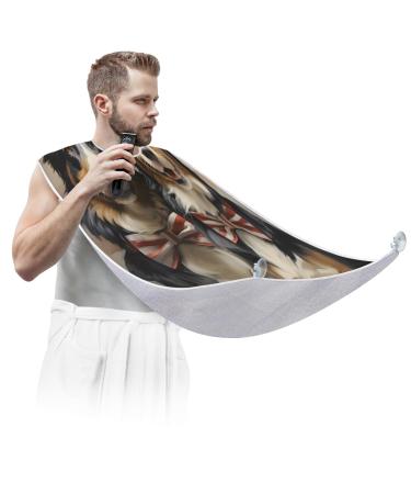 Cute Dog Beard Bib Apron Beard Hair Catcher for Men Shaving Fathers Day Anniversary Christmas Gifts for Dad Husband Beard Bib with 2 Suction Cups