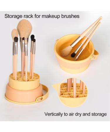 ALXBSONE Makeup Brush Cleaning Mat 3-in-1 Silicone Makeup Brush Cleaner Cleaning Pad Portable Washing Tool beige - Buy Online on GoSupps.com
