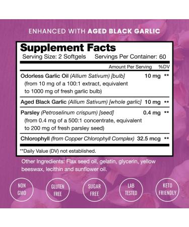 1000mg Odorless Garlic Pills: Immune & Heart Support Supplement with Parsley & Black Garlic Extract - Extra Strength Softgels - Buy Online on GoSupps.com