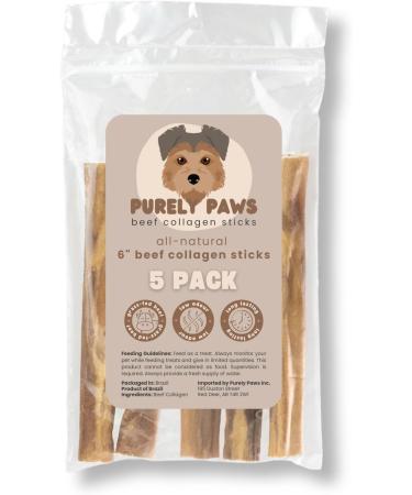 Purely Paws All-Natural Beef Collagen Sticks - Safe Digestible Dog Chews - Long-Lasting Low-Odour Rawhide Free (6 Inch 5 Count) 6 (5 Pack) - Buy Online on GoSupps.com