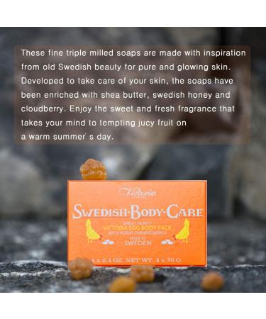 Swedish Body Care Shea Butter Soap with Honey & Cloudberry - 4 CT + 2 CT Disposable Body Shower Sponge - Nourishing & Hydrating Skincare - Buy Online on GoSupps.com