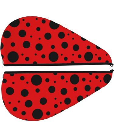 Ladybug Pattern Microfiber Hair Towel | Ultra-Soft Super Absorbent Wrap for Long Curly & Thick Hair - Quick Dry Coral Velvet - Buy Online on GoSupps.com