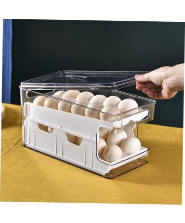 ORFOFE Box Egg Storage Box Eggs Plastic Bins with Tray Egg Tray for Refrigerator Egg Rack Double Layer - Buy Online on GoSupps.com